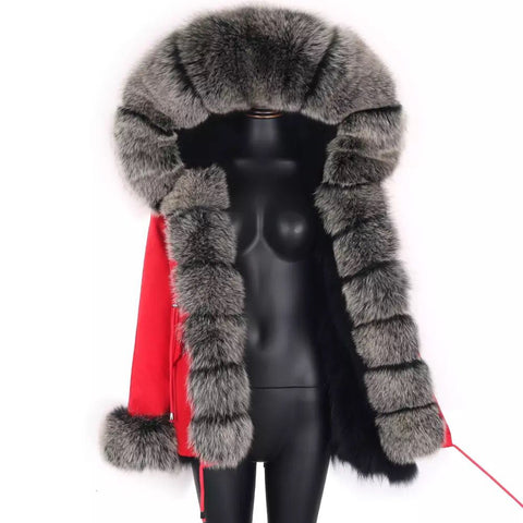 Charlott Luxury Fox Fur Jacket Red AW21