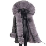 Carmen Charlott Luxury Fox Fur Parka Camouflage Grey AW21