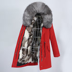 Carmen Charlott Fox Fur Parka Red AW21