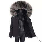 Carmen Charlott Luxury Fox Fur Jacket Black AW21