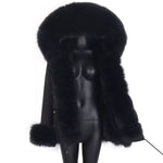 Carmen Charlott Luxury Fox Fur Jacket Black AW21