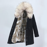 Carmen Charlott Fox and Rabbit Fur Parka Black AW21