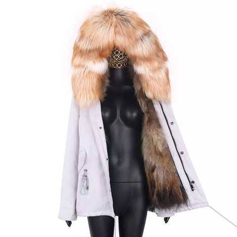 Carmen Charlott Luxury Fox Fur Jacket Grey AW21
