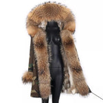 Carmen Charlott Luxury Fox and Rabbit Fur Parka Camouflage AW21