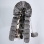 Carmen Charlott Luxury Fox Fur Parka White AW21
