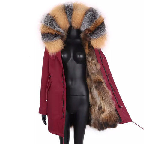 Carmen Charlott Fox Fur Edition Parka Dark Red AW21