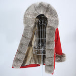 Carmen Charlott Luxury Fox and Rabbit Fur Parka Red AW21