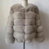 Carmen Charlott Fox Fur Jacket - Light Grey
