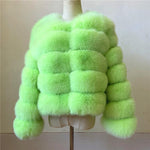 Carmen Charlott Fox Fur Jacket - Neon Green