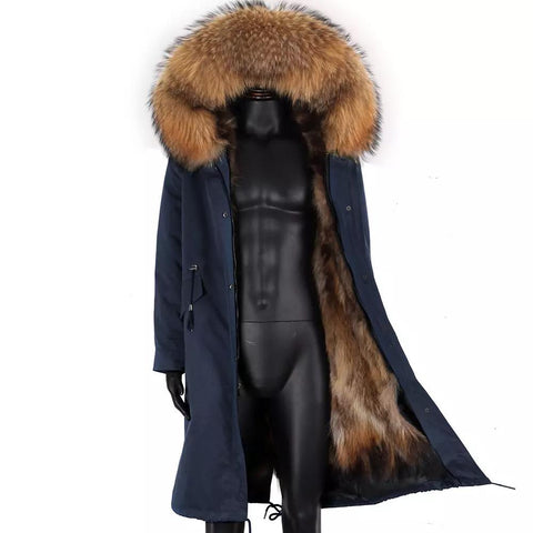 Carmen Charlott Men Fox Fur Parka Blue AW21