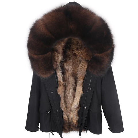 Carmen Charlott Fox Fur Men Jacket Black AW21