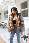 Carmen Charlott Luxury Fox Fur Hood Jacket - Silver and Gold AW22