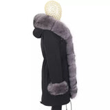 Carmen Charlott Luxury Fox Fur Parka Black AW21