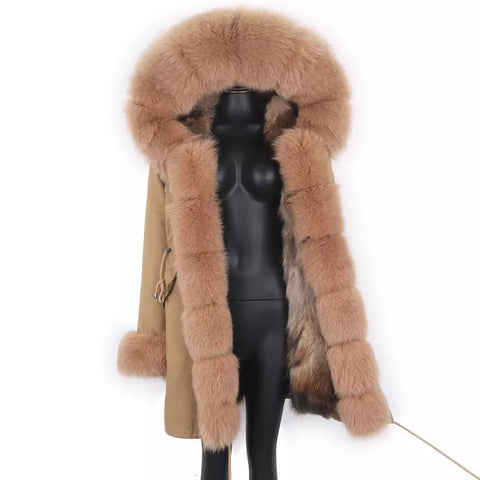 Carmen Charlott Luxury Fox Fur Parka Beige AW21