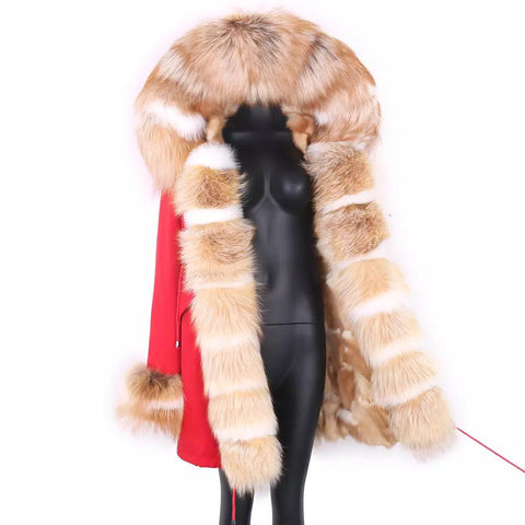 Carmen Charlott Luxury Fox Fur Edition Parka Red AW21