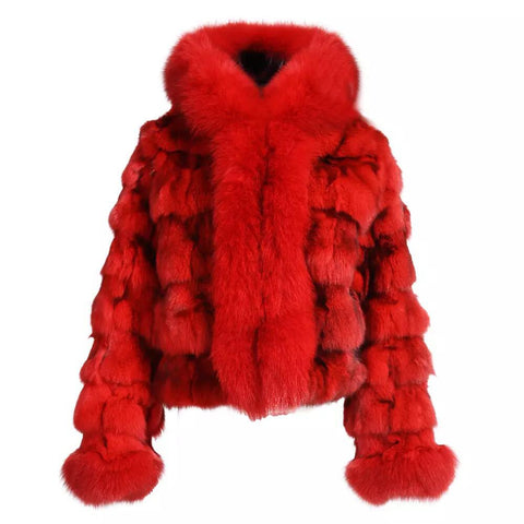 Carmen Charlott Luxury Fox Fur Jacket Crazy Red AW22