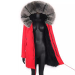 Carmen Charlott Fox Fur Parka Red AW21