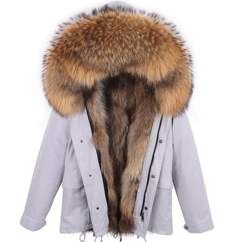 Carmen Charlott Fox Fur Men Jacket Grey AW21