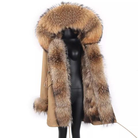 Carmen Charlott Luxury Fox Fur Parka Beige AW21