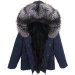 Carmen Charlott Silver Fox Fur Men Jacket Blue AW21