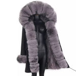 Carmen Charlott Luxury Fox Fur Parka Black AW21