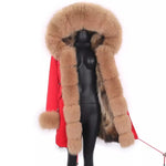 Carmen Charlott Luxury Fox Fur Parka Red AW21