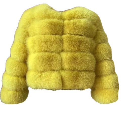 Carmen Charlott Fox Fur Jacket - Yellow