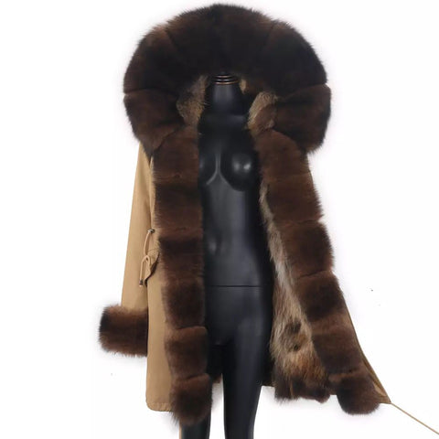 Carmen Charlott Luxury Fox Fur Parka Beige AW21