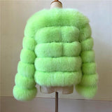 Carmen Charlott Fox Fur Jacket - Neon Green