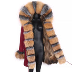 Carmen Charlott Luxury Fox Fur Edition Parka Dark Red AW21