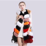 Carmen Charlott Luxury Fox Fur Vest - Multicolor