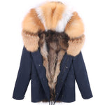 Carmen Charlott Fox Fur Men Jacket Blue AW21