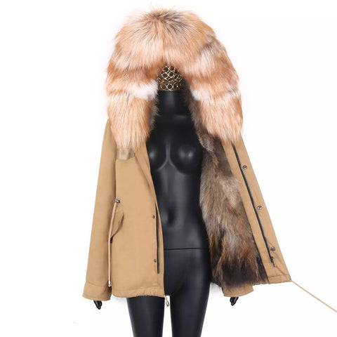 Carmen Charlott Luxury Fox Fur Jacket Beige AW21