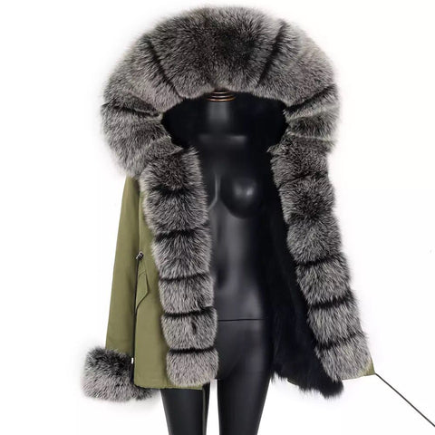 Charlott Luxury Fox Fur Jacket Green AW21