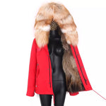 Carmen Charlott Luxury Fox Fur Jacket Red AW21