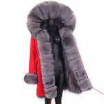 Carmen Charlott Luxury Fox Fur Parka Red AW21