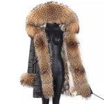 Carmen Charlott Luxury Fox and Rabbit Fur Parka Camouflage Grey AW21