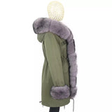 Carmen Charlott Luxury Fox Fur Parka Green AW21