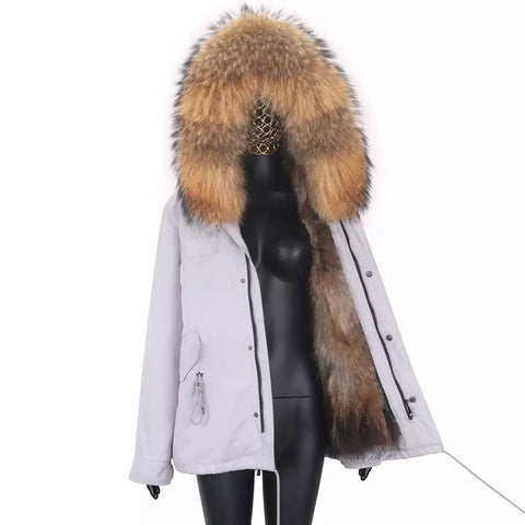 Carmen Charlott Luxury Fox Fur Jacket  Grey AW21
