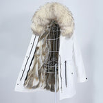 Carmen Charlott Fox and Rabbit Fur Parka White AW21