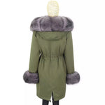 Carmen Charlott Luxury Fox Fur Parka Green AW21