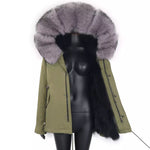 Carmen Charlott Luxury Fox Fur Jacket Green AW21