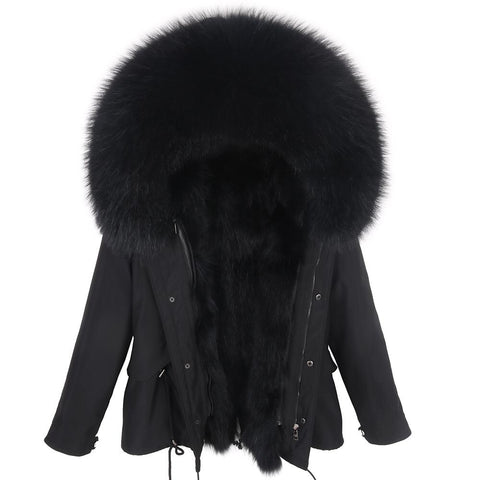 Carmen Charlott Fox Fur Men Jacket Black AW21