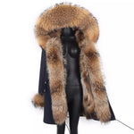 Carmen Charlott Luxury Fox Fur Parka Black AW21