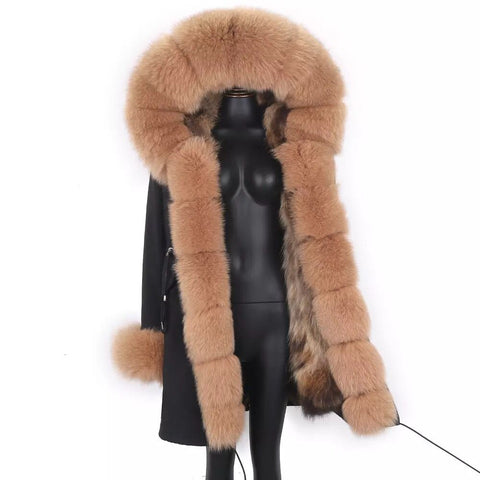 Carmen Charlott Luxury Fox Fur Parka Black AW21