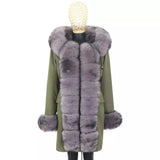 Carmen Charlott Luxury Fox Fur Parka Green AW21