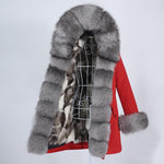 Carmen Charlott Luxury Fox Fur Parka Red AW21