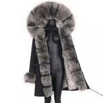 Carmen Charlott Luxury Fox and Rabbit Fur Parka Black AW21