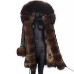 Carmen Charlott Luxury Fox Fur Parka Camouflage AW21