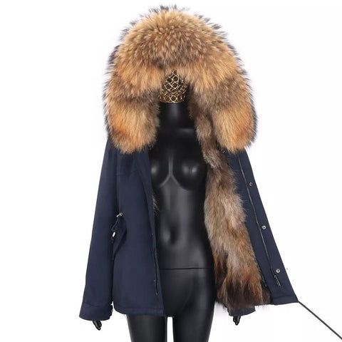 Carmen Charlott Luxury Fox Fur Jacket Blue AW21